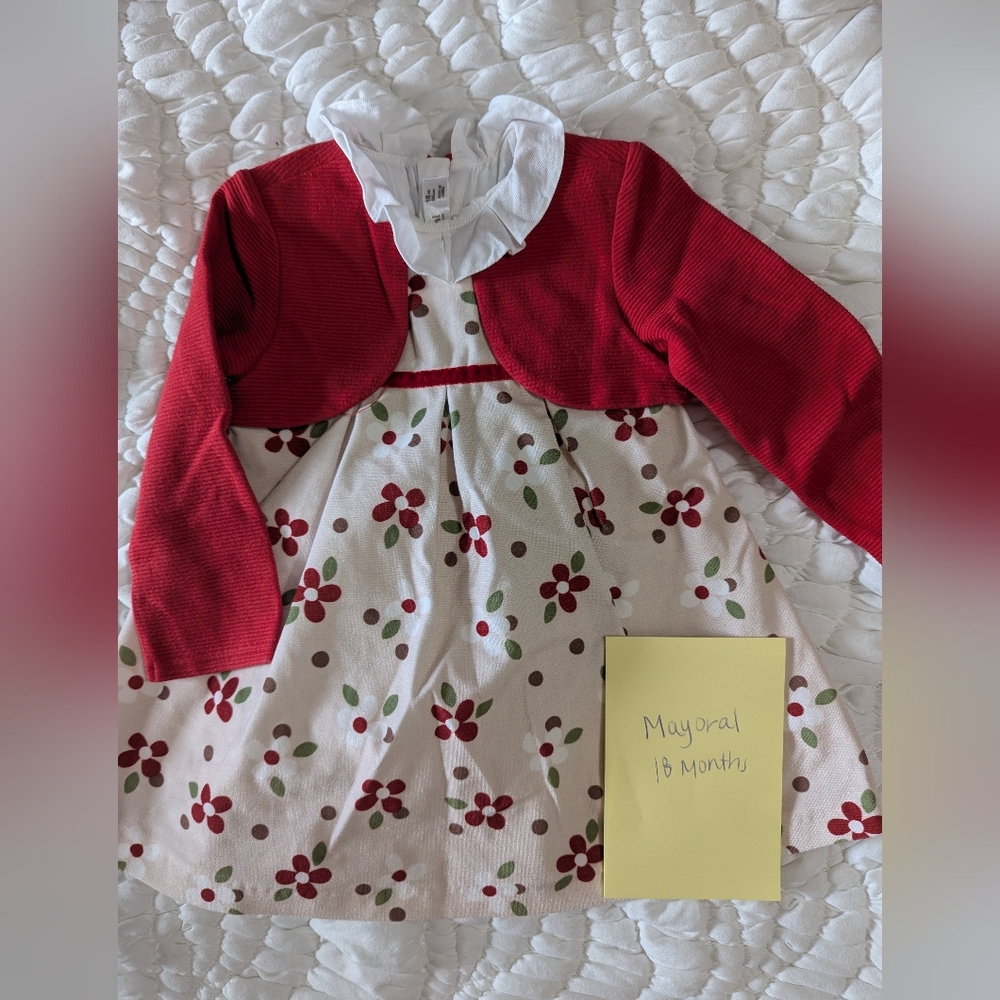 Mayoral Red and White Bib Collar Sundress